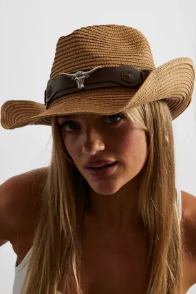 Beige Straw Cowboy Hat