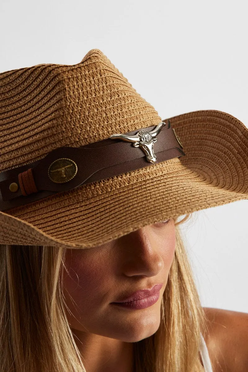 Beige Straw Cowboy Hat