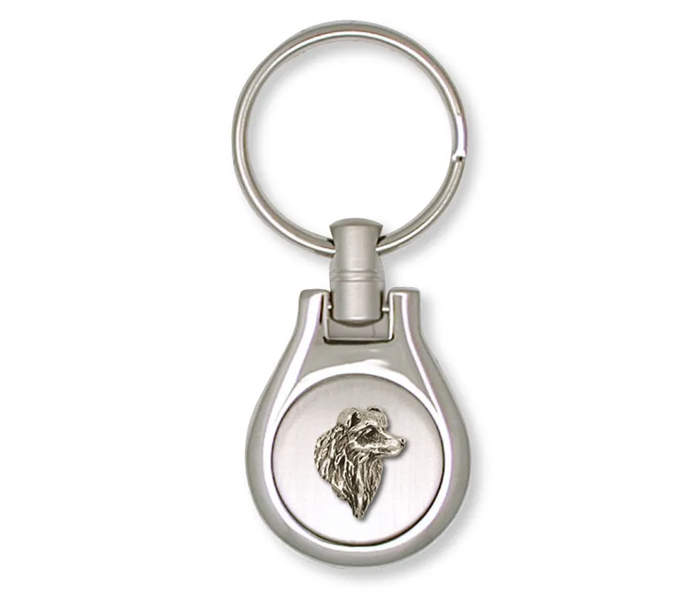 Border Collie Key Ring Jewelry Sterling Silver Handmade Dog Key Ring BE3-KE