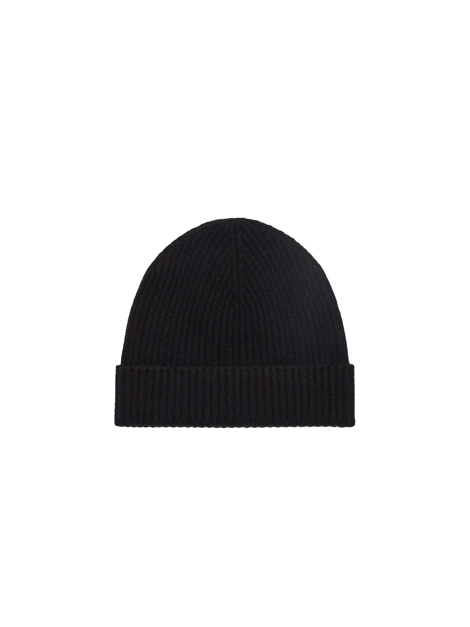 Cashmere Ribbed Beanie—black