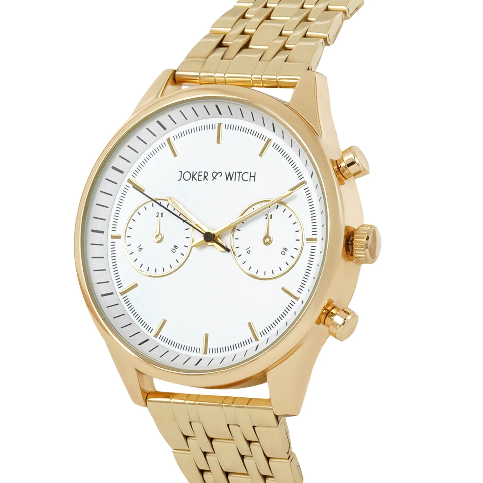 Cruz White Dial Gold Metallic Strap Watch