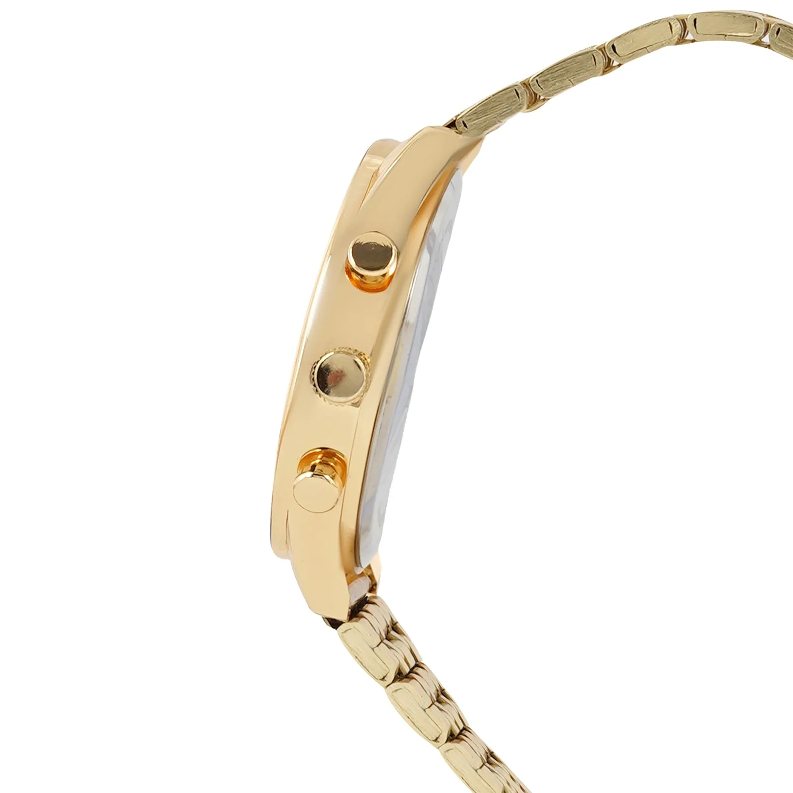 Cruz White Dial Gold Metallic Strap Watch
