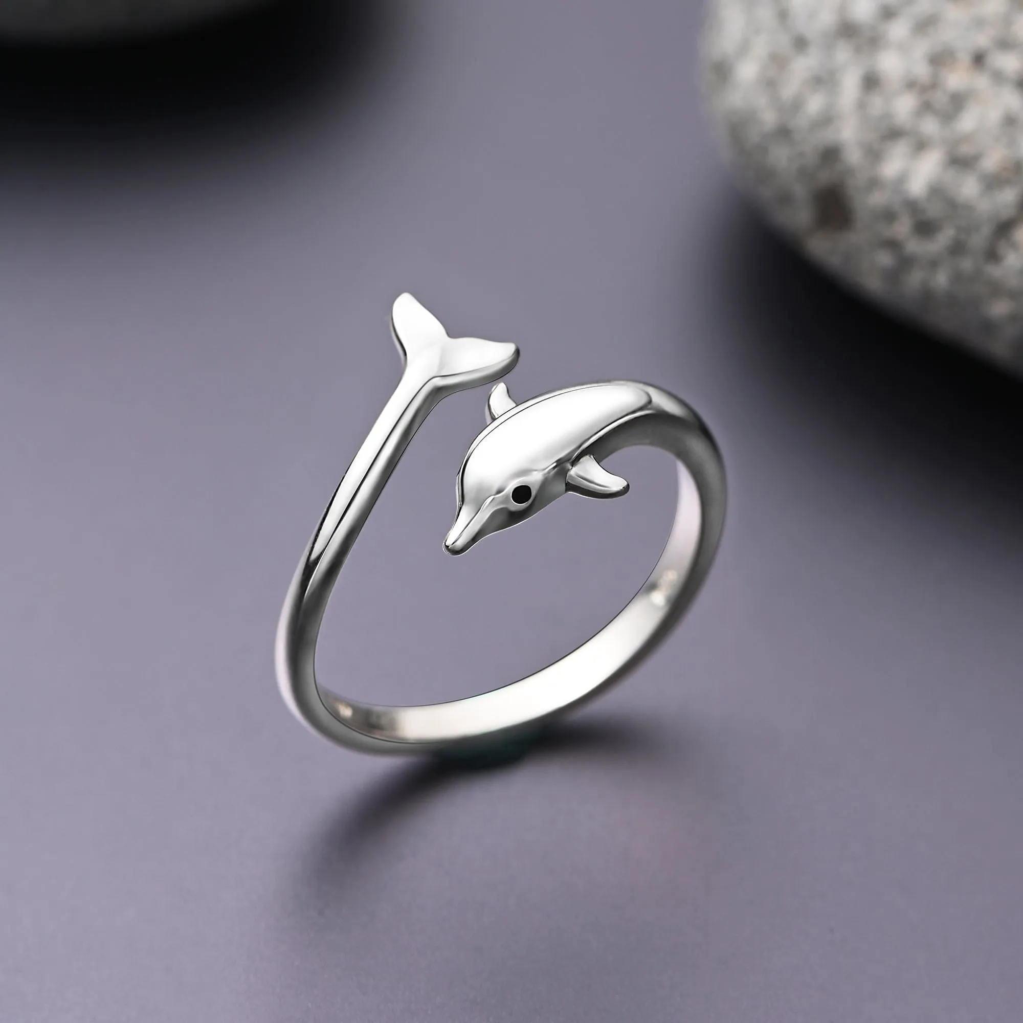 Dolphin Adjustable Sterling Silver Ring