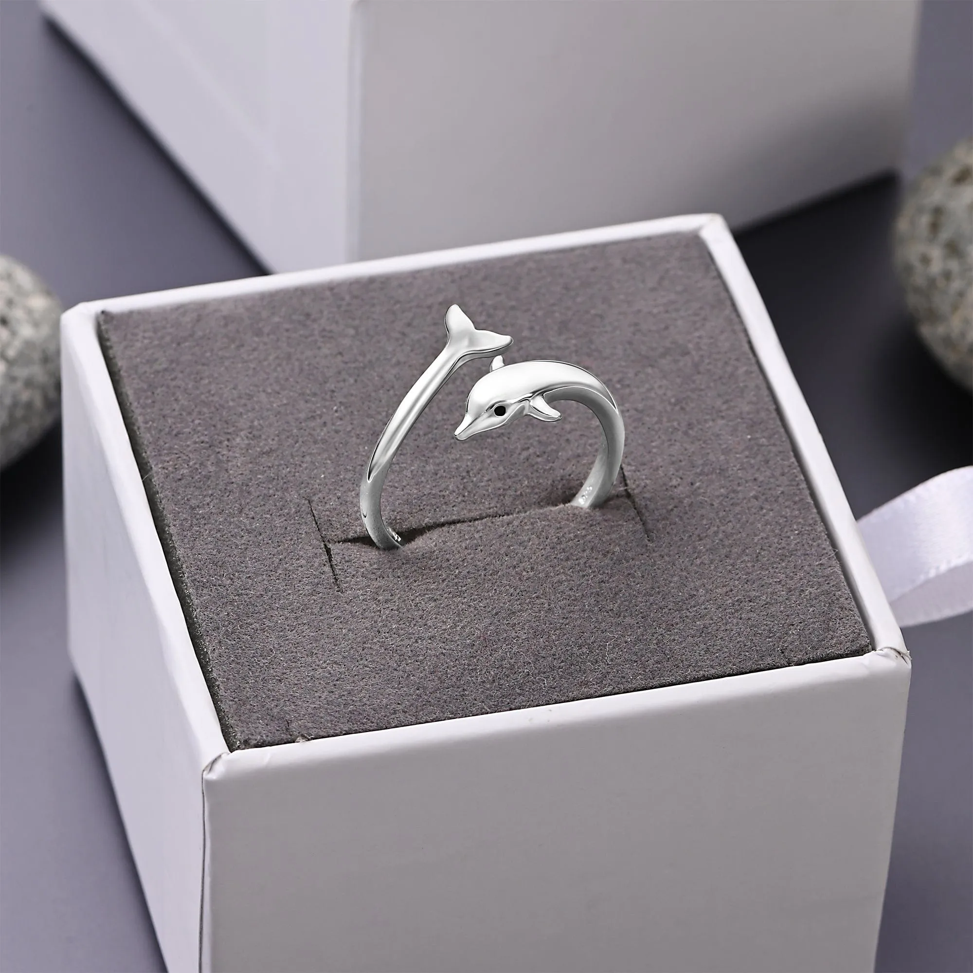 Dolphin Adjustable Sterling Silver Ring