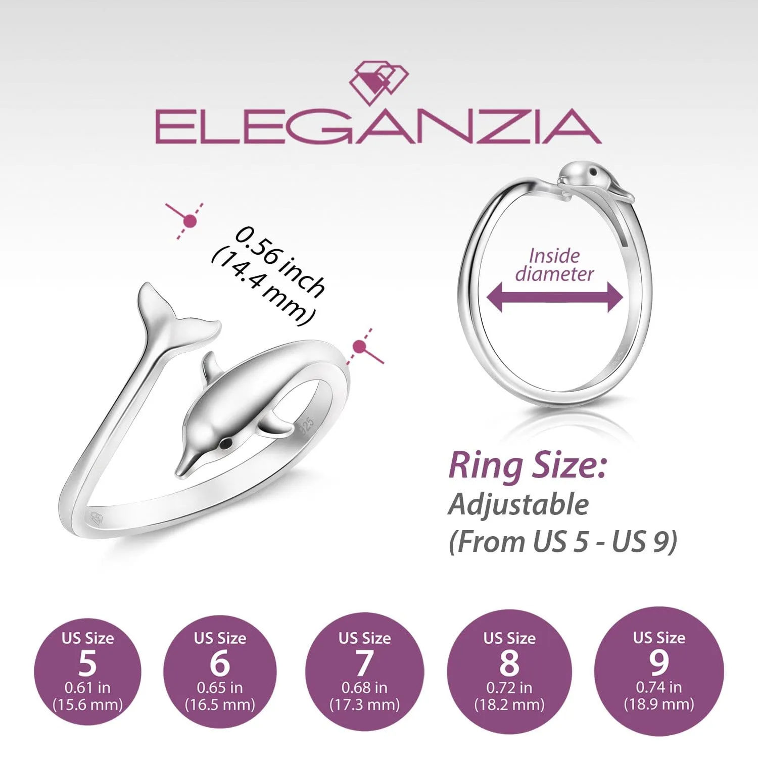 Dolphin Adjustable Sterling Silver Ring