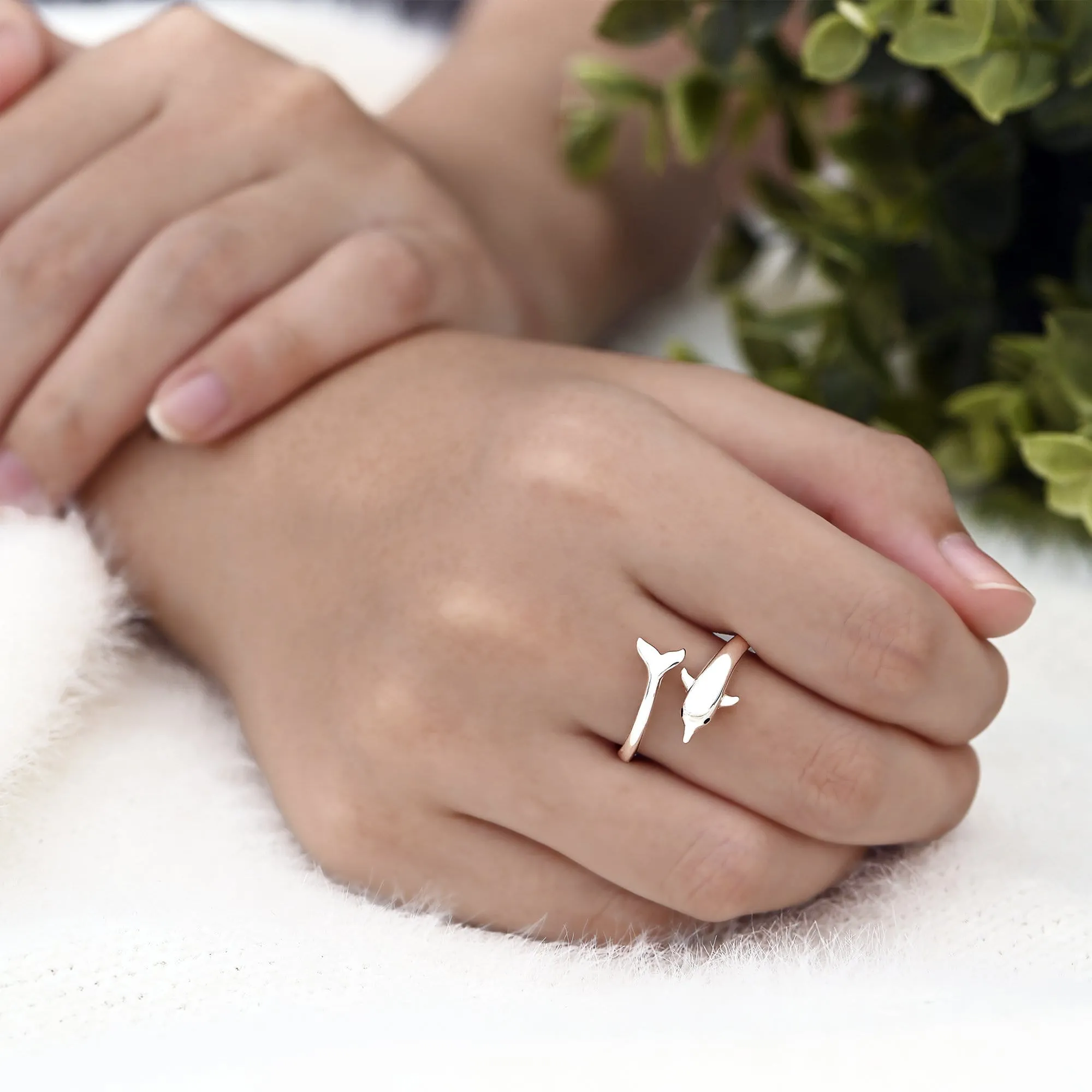 Dolphin Adjustable Sterling Silver Ring