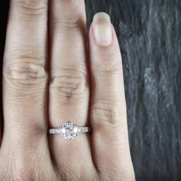 Edwardian Style Diamond Solitaire Engagement Ring Platinum 1.58Ct Of Diamonds