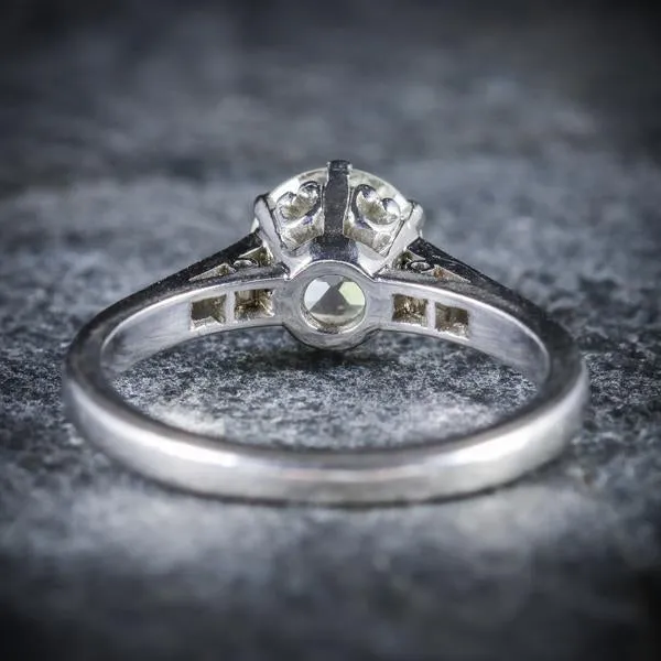 Edwardian Style Diamond Solitaire Engagement Ring Platinum 1.58Ct Of Diamonds