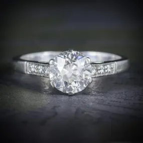 Edwardian Style Diamond Solitaire Engagement Ring Platinum 1.58Ct Of Diamonds
