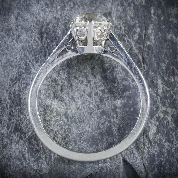 Edwardian Style Diamond Solitaire Engagement Ring Platinum 1.58Ct Of Diamonds