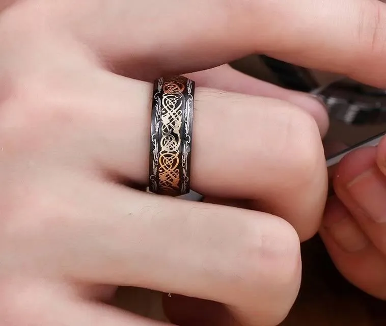 Gilded Celtic Dragon Ring