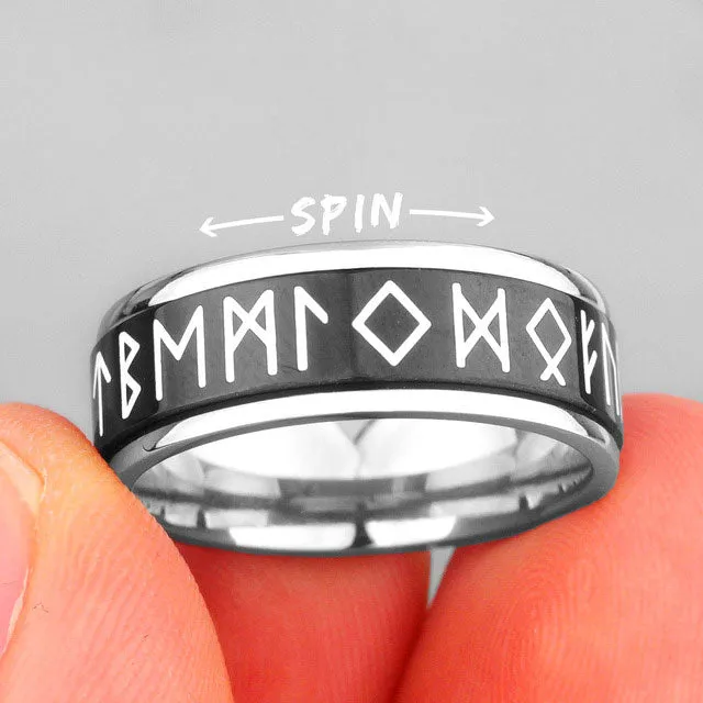 Glow in the Dark Viking Runes Spinner Rings
