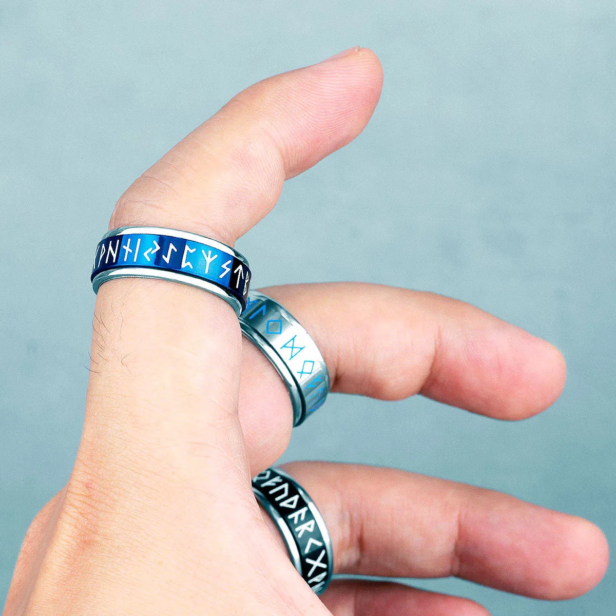 Glow in the Dark Viking Runes Spinner Rings
