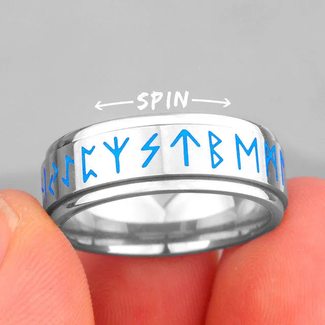 Glow in the Dark Viking Runes Spinner Rings
