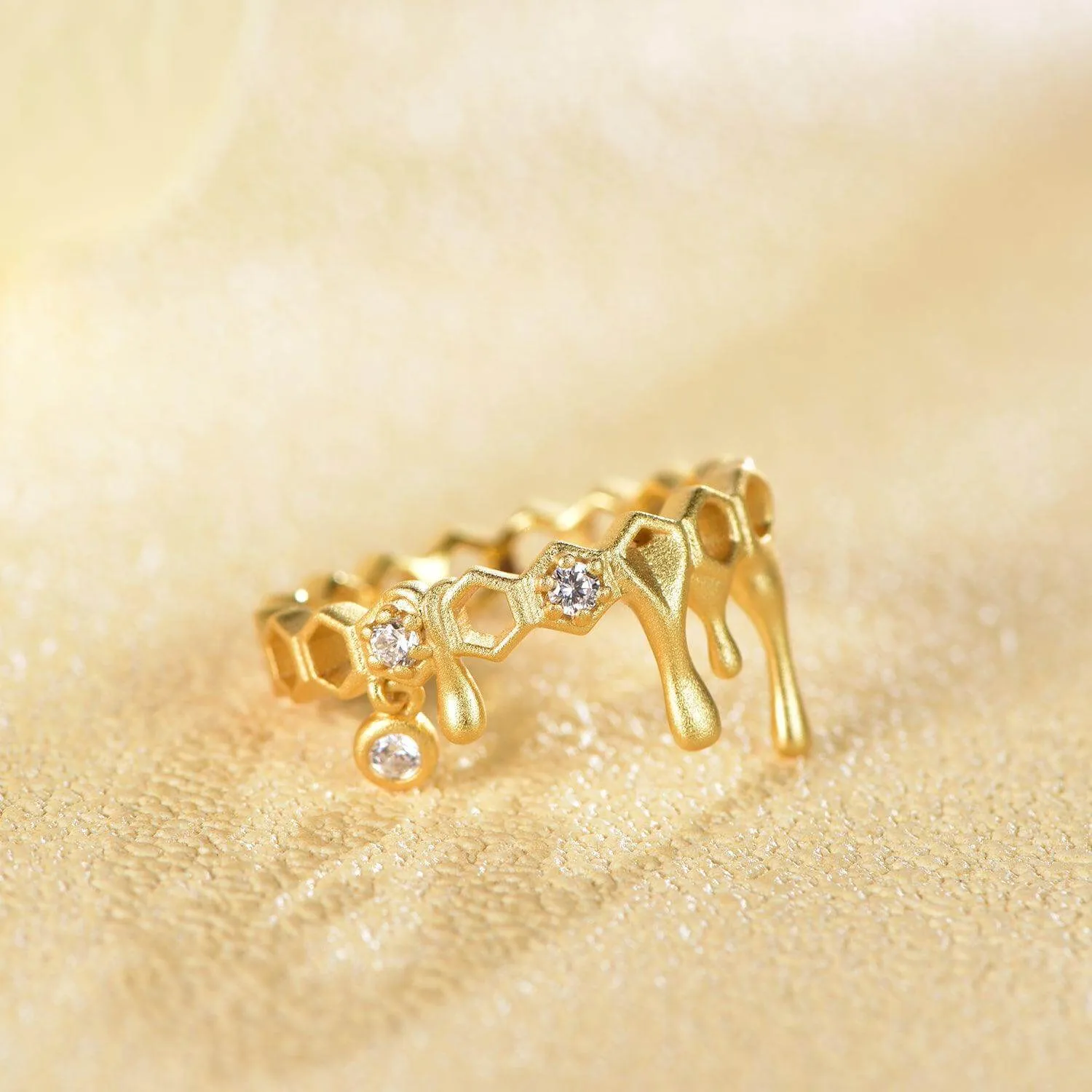 Honeycomb With Dripping Honey Ring Life With MaK’s Honeycomb Bee Kind Jewelry Collection