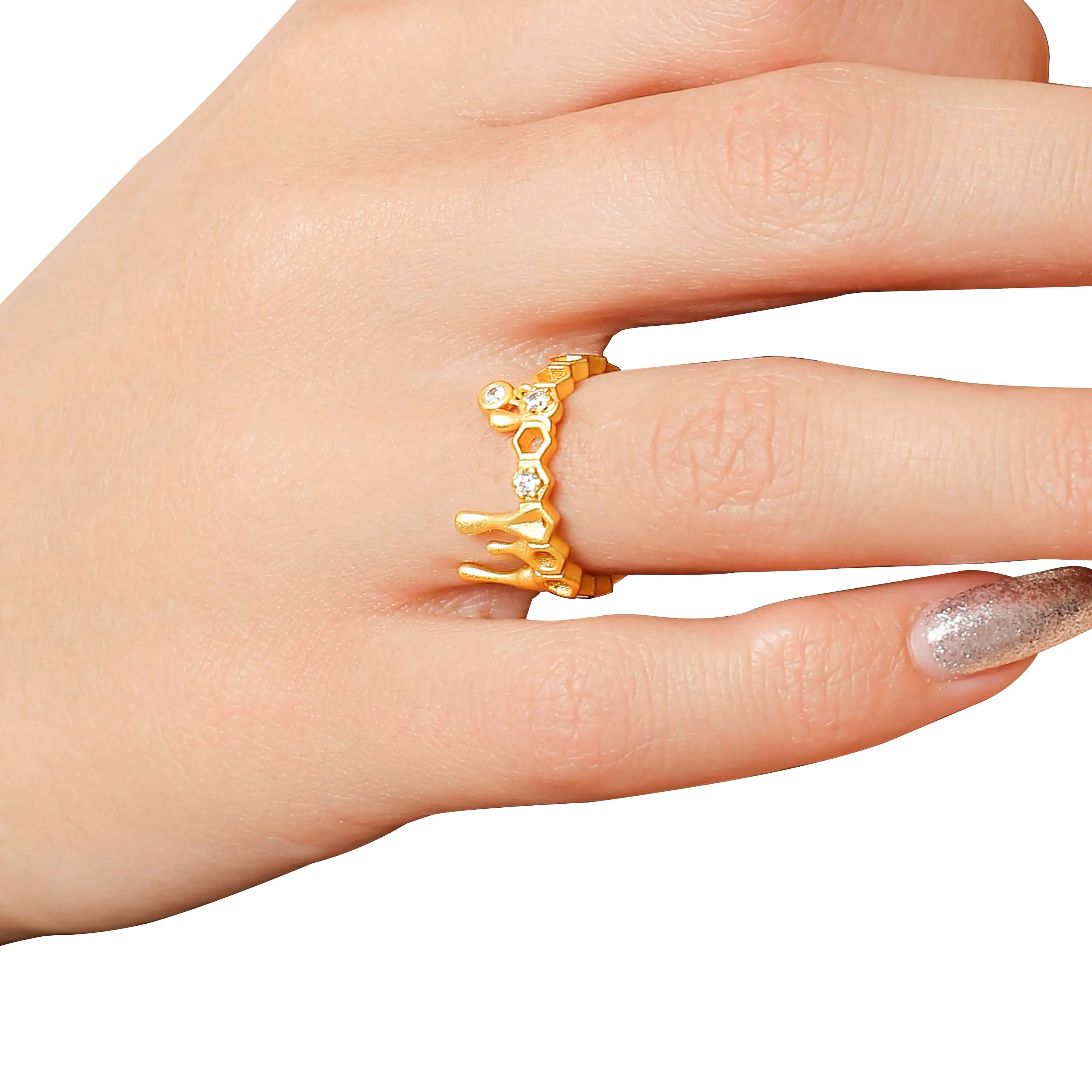 Honeycomb With Dripping Honey Ring Life With MaK’s Honeycomb Bee Kind Jewelry Collection