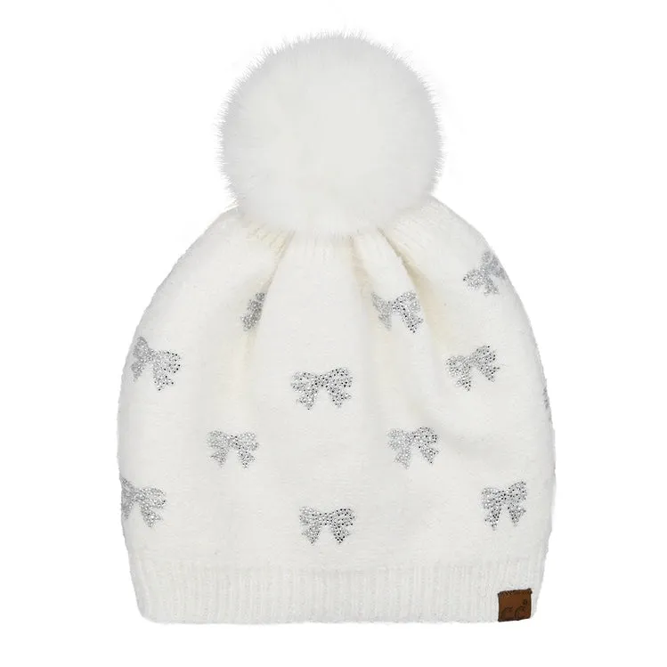 Mini Rhinestone Bow Beanie