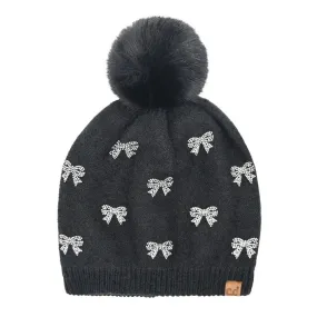 Mini Rhinestone Bow Beanie