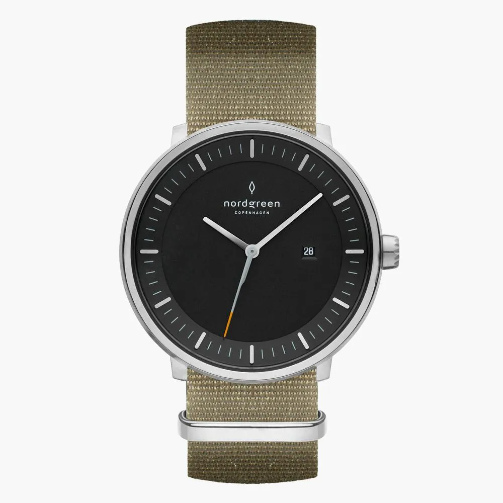 Philosopher | Black Dial - Olive Green Nylon