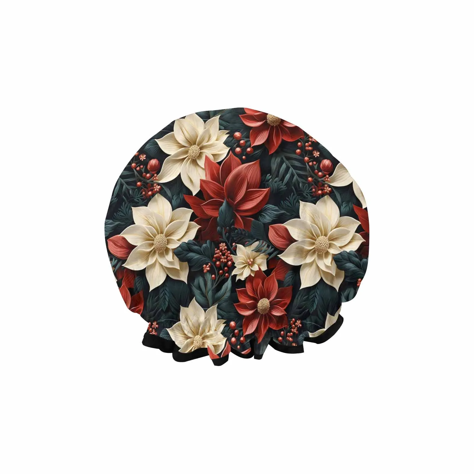 Red Poinsettia  Shower Cap
